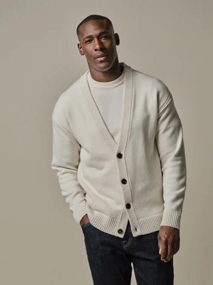 Profuomo CARDIGAN FULL BUTTON OFF WHITE