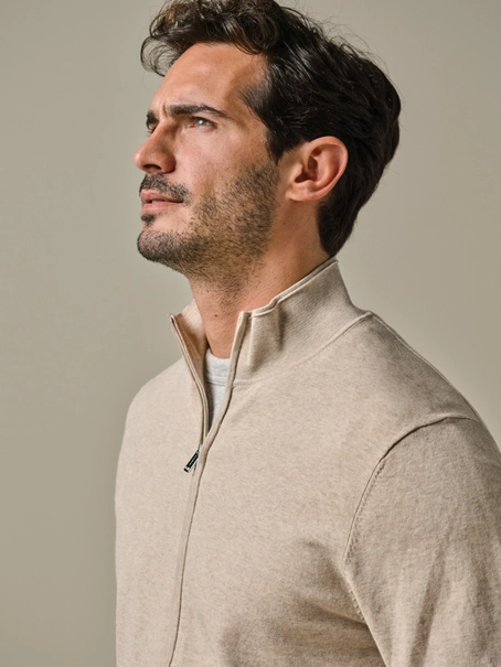 Profuomo CARDIGAN FULL ZIP SAND