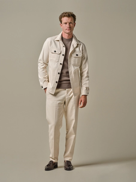 Profuomo OVERSHIRT CONTRAST LS OFF WHITE