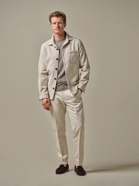 Profuomo OVERSHIRT HERRINGBONE BEIGE