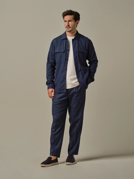 Profuomo OVERSHIRT LINEN NAVY