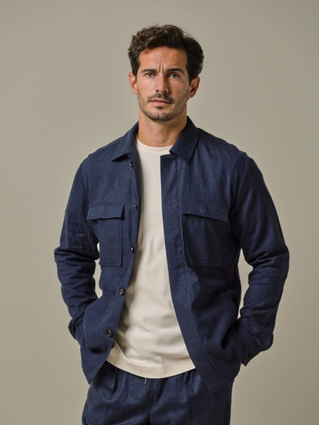 Profuomo OVERSHIRT LINEN NAVY