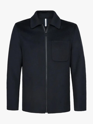 Profuomo OVERSHIRT WOOL ZIPPER NAVY