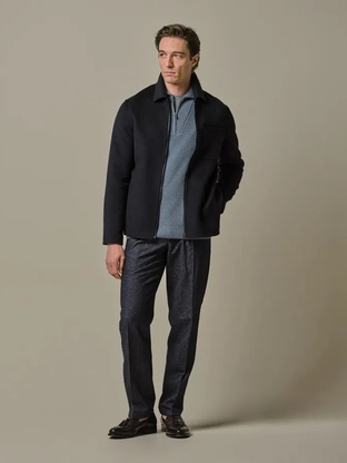 Profuomo OVERSHIRT WOOL ZIPPER NAVY