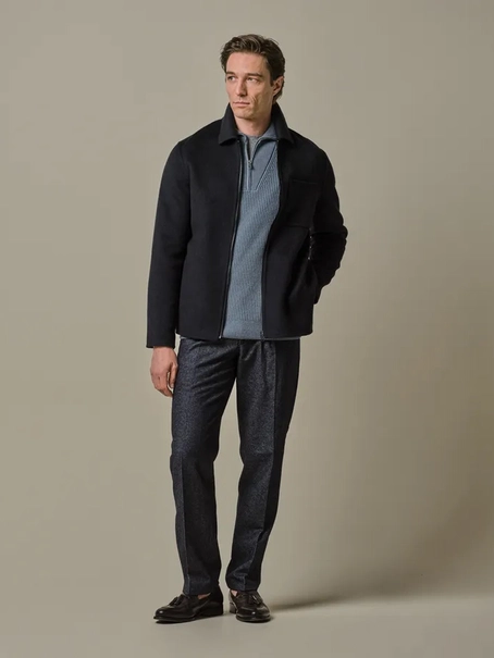 Profuomo OVERSHIRT WOOL ZIPPER NAVY
