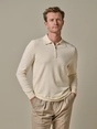 Profuomo POLO HALF ZIP LS OFF WHITE