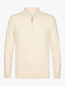 Profuomo POLO HALF ZIP LS OFF WHITE