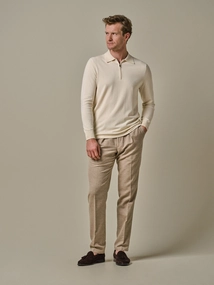 Profuomo POLO HALF ZIP LS OFF WHITE