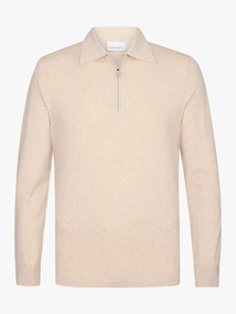 Profuomo POLO HALF ZIP LS SAND