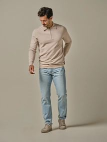 Profuomo POLO HALF ZIP LS SAND