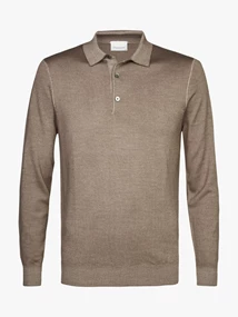 Profuomo POLO LONG SLEEVE MID BROWN