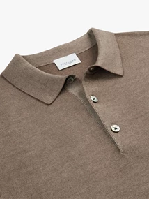 Profuomo POLO LONG SLEEVE MID BROWN