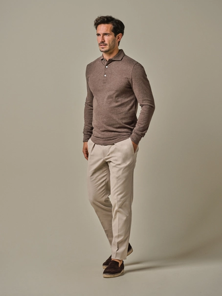Profuomo POLO LS DARK BROWN