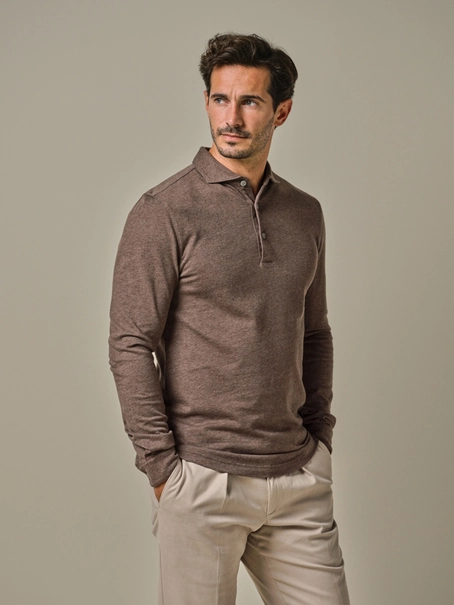 Profuomo POLO LS DARK BROWN