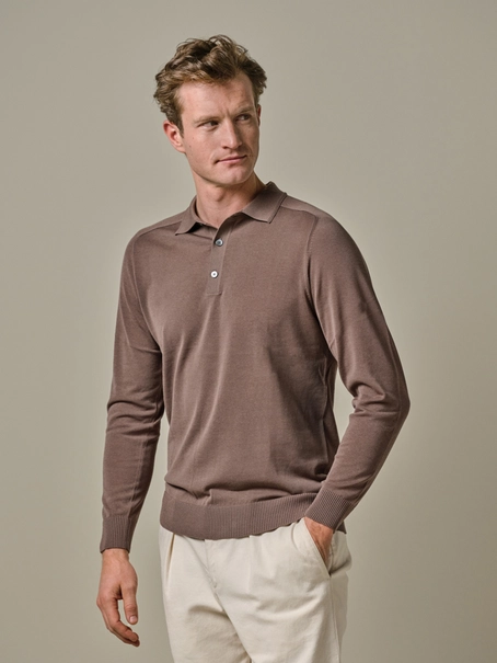 Profuomo POLO LS MID BROWN