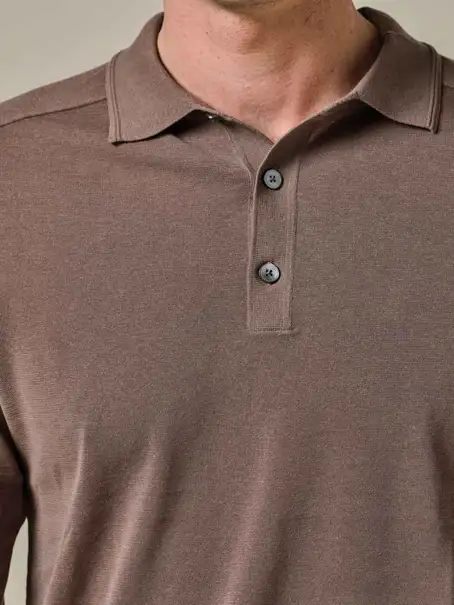 Profuomo POLO LS MID BROWN