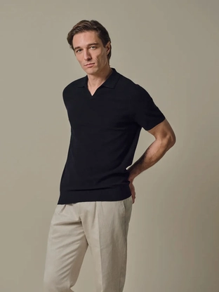 Profuomo POLO OPEN COLLAR SS NAVY