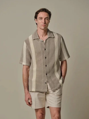 Profuomo POLO SS BUTTON TH BEIGE