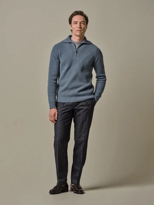 Profuomo PULLOVER HALF ZIP BLUE