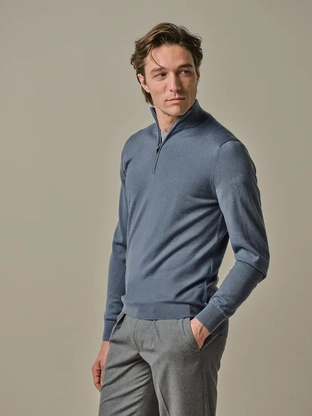 Profuomo PULLOVER HALF ZIP BLUE