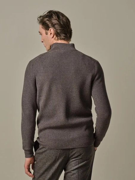 Profuomo PULLOVER HALF ZIP BROWN