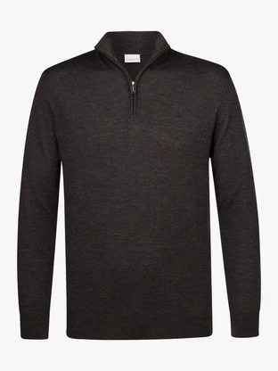 Profuomo PULLOVER HALF ZIP DARK BROWN