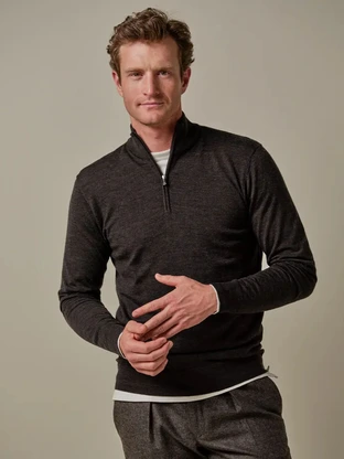 Profuomo PULLOVER HALF ZIP DARK BROWN