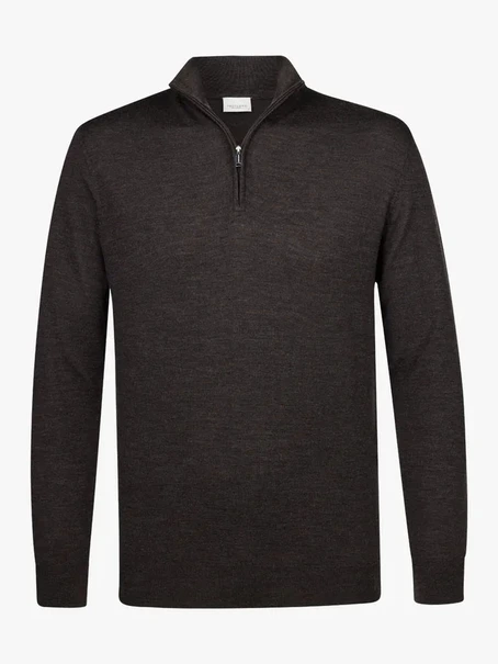 Profuomo PULLOVER HALF ZIP DARK BROWN