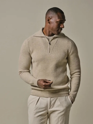 Profuomo PULLOVER HALF ZIP L SAND
