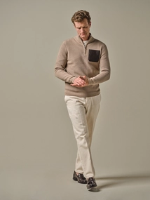 Profuomo PULLOVER HALF ZIP LS D BEIGE