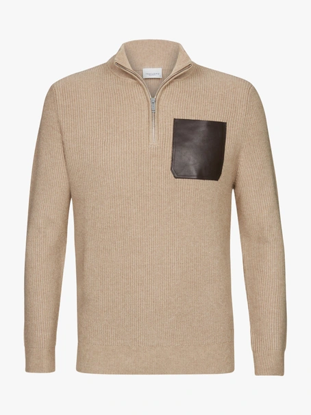 Profuomo PULLOVER HALF ZIP LS D BEIGE