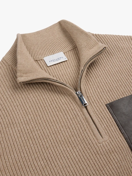 Profuomo PULLOVER HALF ZIP LS D BEIGE