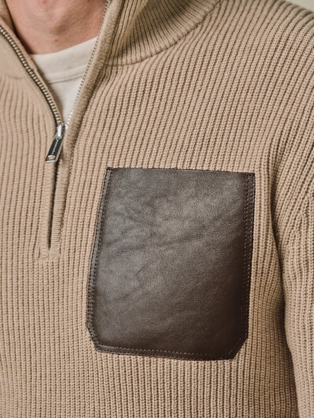 Profuomo PULLOVER HALF ZIP LS D BEIGE