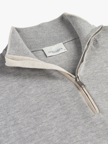 Profuomo PULLOVER HALF ZIP LS L GREY