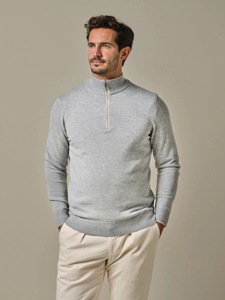 Profuomo PULLOVER HALF ZIP LS L GREY