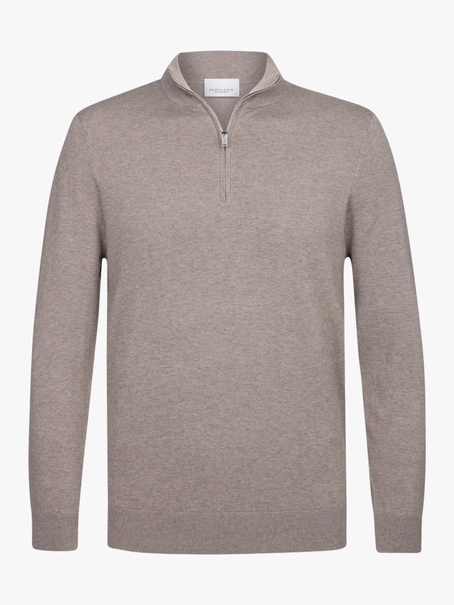 Profuomo PULLOVER HALF ZIP LS M BROWN
