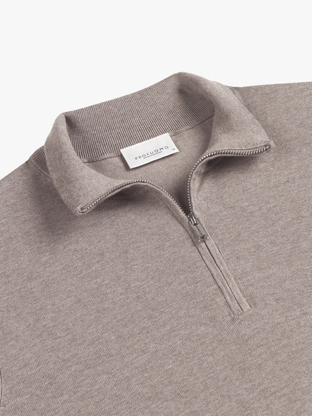 Profuomo PULLOVER HALF ZIP LS M BROWN