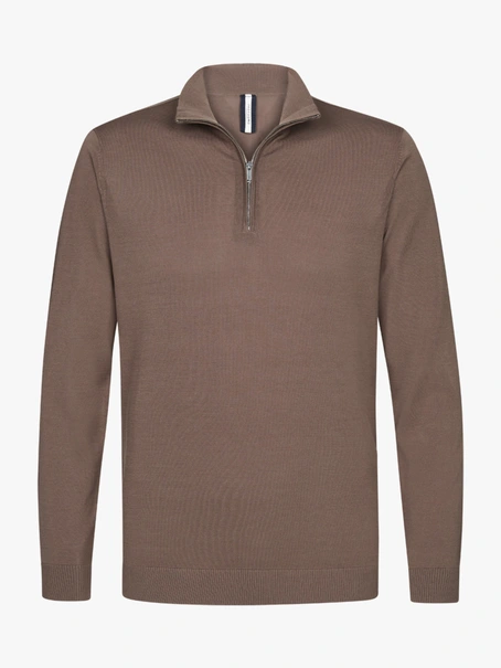 Profuomo PULLOVER HALF ZIP LS MID BROWN