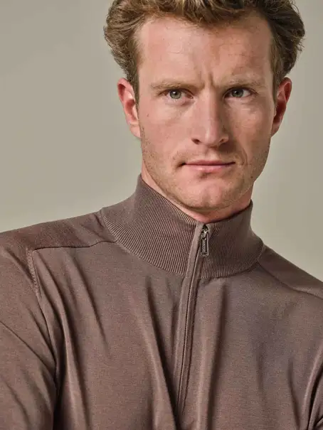 Profuomo PULLOVER HALF ZIP LS MID BROWN