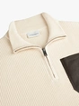 Profuomo PULLOVER HALF ZIP LS OFF WHITE