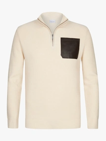 Profuomo PULLOVER HALF ZIP LS OFF WHITE
