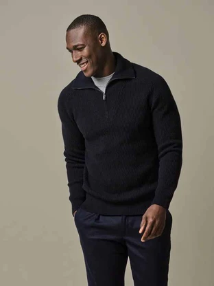 Profuomo PULLOVER HALF ZIP NAVY