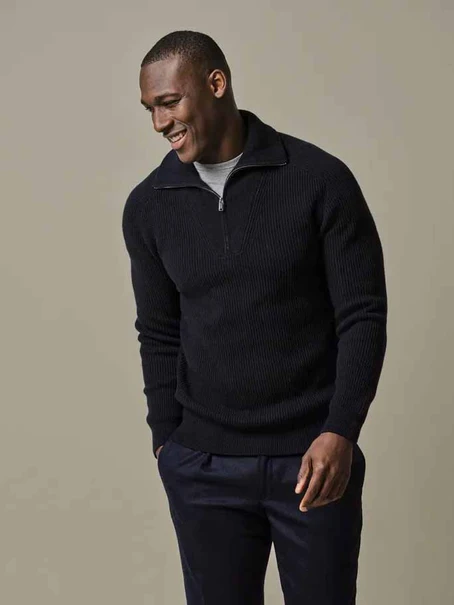 Profuomo PULLOVER HALF ZIP NAVY