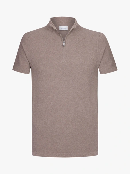 Profuomo PULLOVER HALF ZIP SS M BROWN
