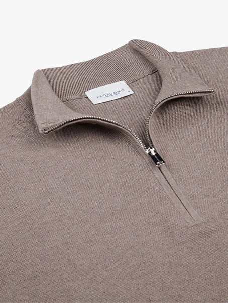 Profuomo PULLOVER HALF ZIP SS M BROWN