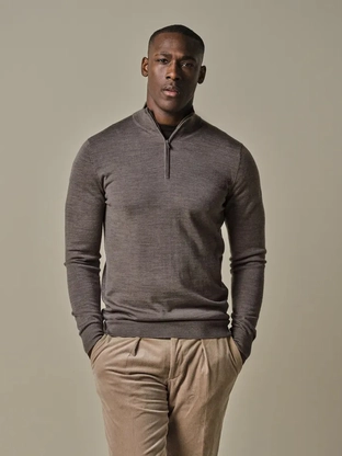Profuomo PULLOVER HALF ZIP TAUPE