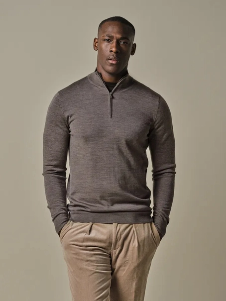 Profuomo PULLOVER HALF ZIP TAUPE