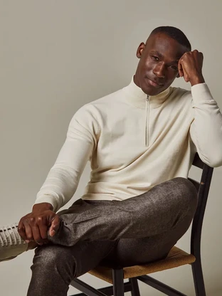 Profuomo PULLOVER HALFZIP OFF WHITE