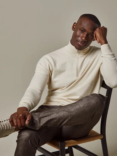 Profuomo PULLOVER HALFZIP OFF WHITE