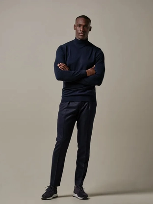 Profuomo PULLOVER MOCK NECK NAVY